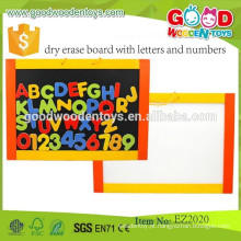 Material de madeira educacional placa de apagamento seco placa de apagamento seco com letras e números